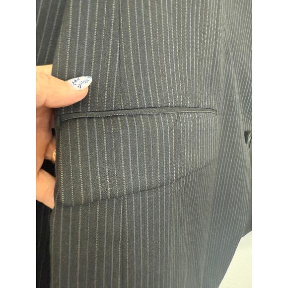 Burberry London Custom Bespoke Pinstripe Wool Blazer Jacket 44R Gray Luxury - Picture 4 of 10